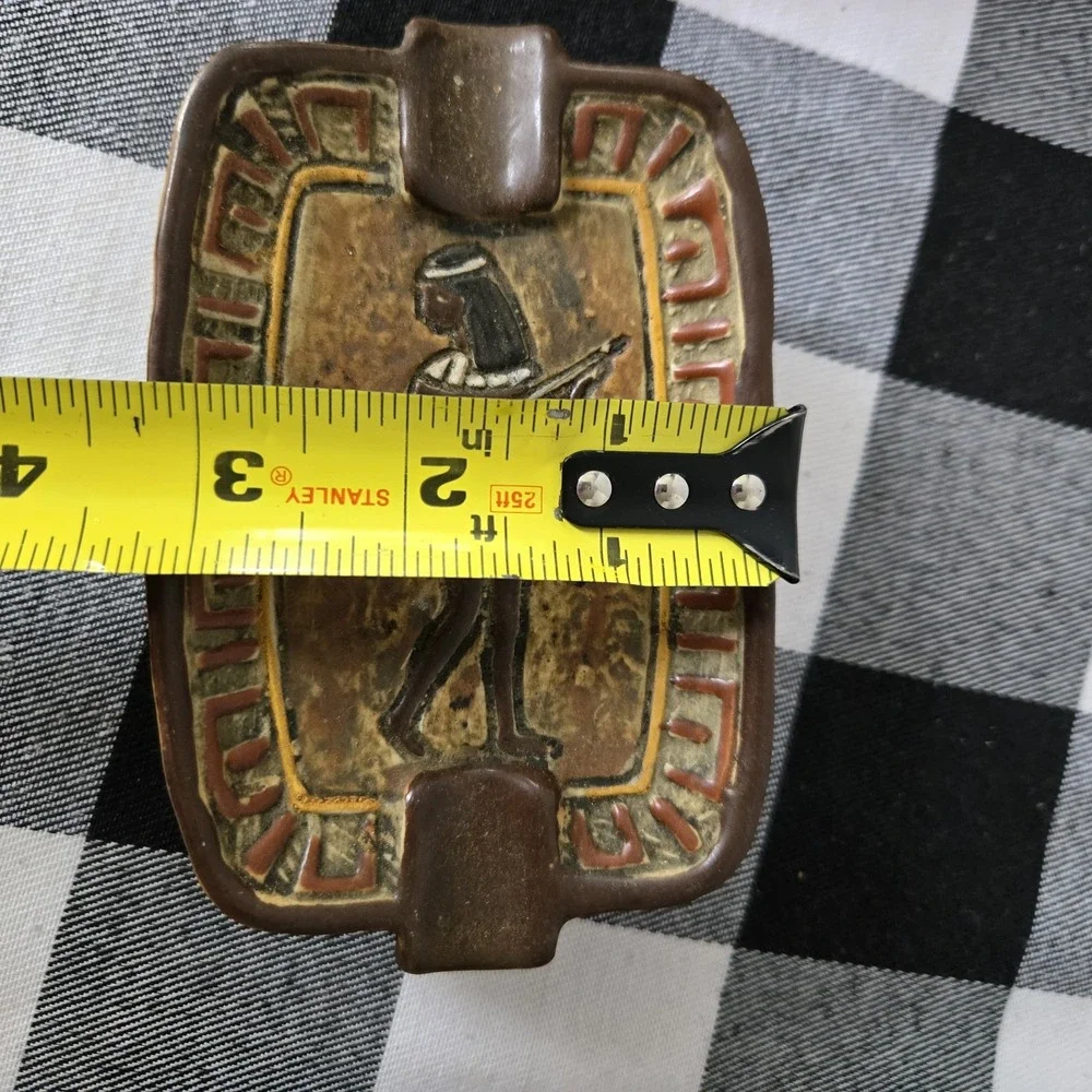 VTG F. Lli Marchi Brescia Egyptian Themed Ashtrays Italian Art Pottery Lot‎ of 2